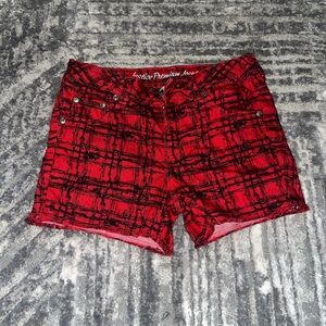 Justice Red Plaid Jean Shorts